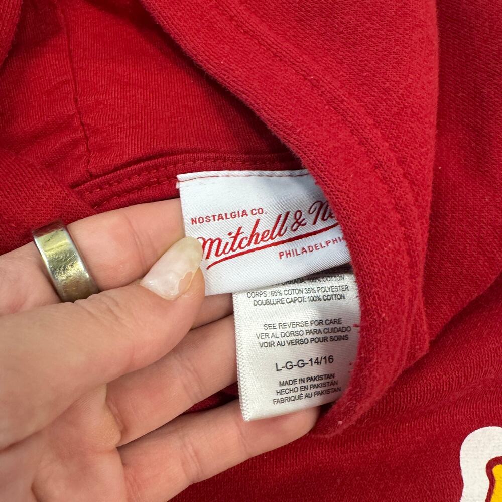 Vintage Y2K Arizona Cardinals Mitchell Ness Red Hoodie Sweatshirt Youth 14/16 S - Picture 5 of 5